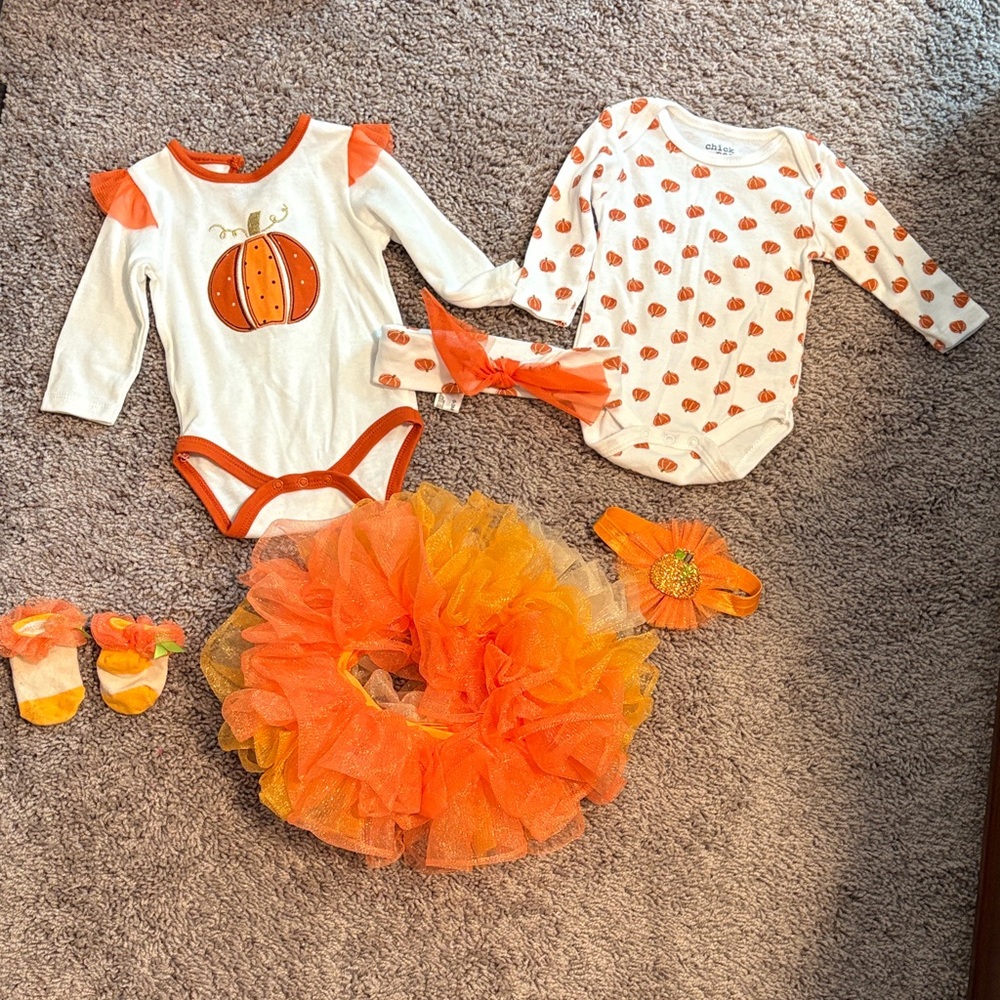 Chick Pea Pumpkin Princess Costume Set - Orange and White